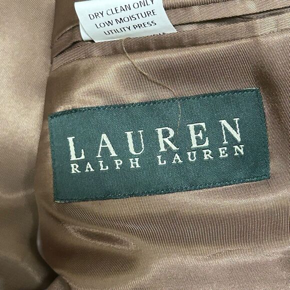 Lauren Ralph Lauren Men’s Wool Blazer Size 44L Elbow Patches Green Herringbone - Picture 12 of 15